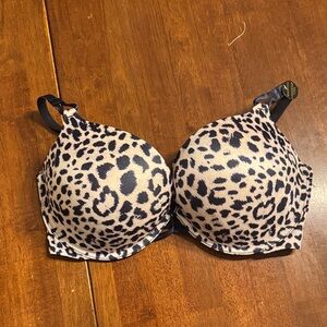 Victoria's Secret Leopard Print Bra - Black and Cream Bombshell push-up bra